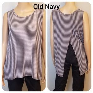 Gray and White Split Back Tank